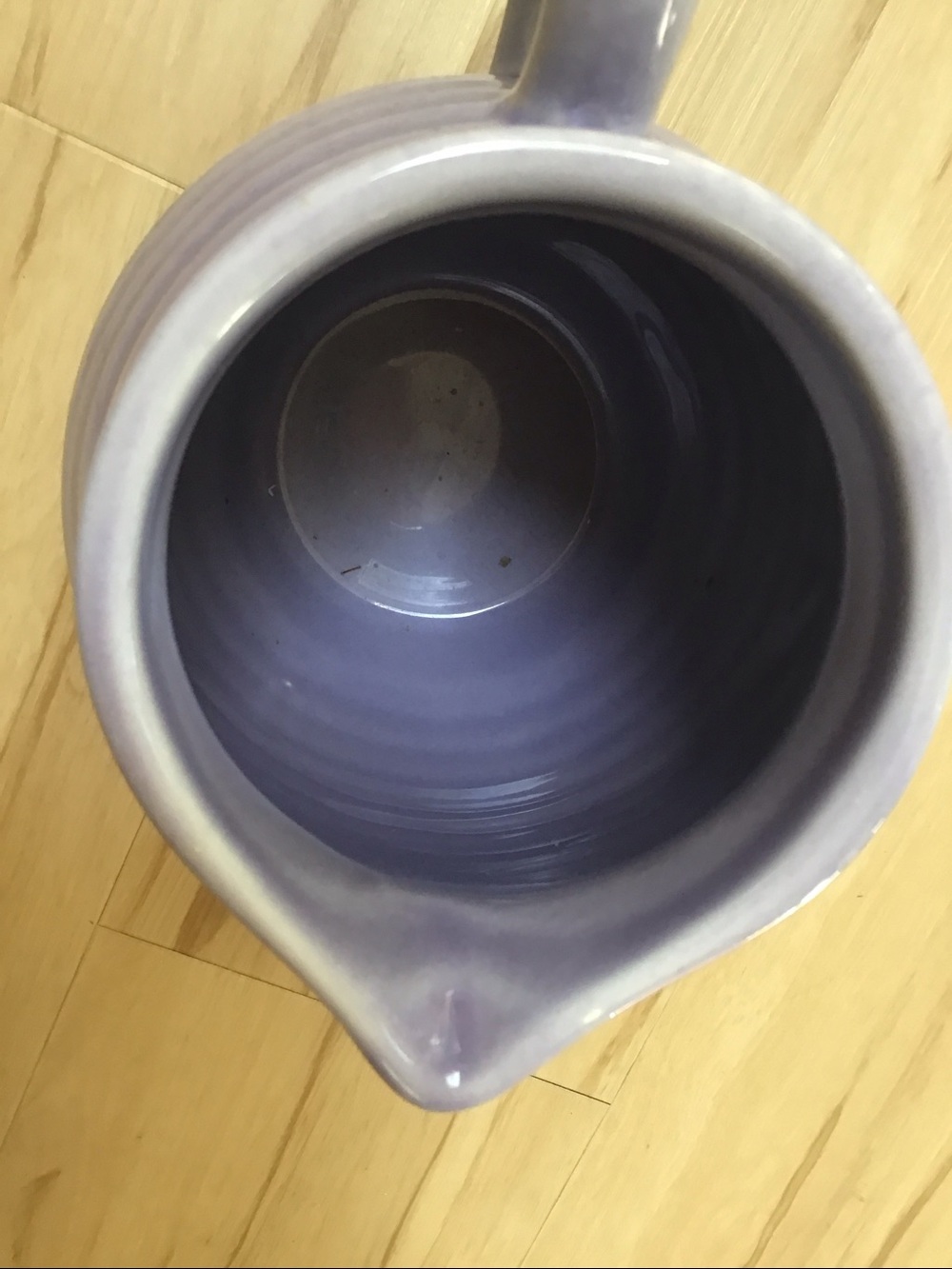 Lavender Lilac Purple Dragonfly Ribbed Speckled‎ Bottom Stoneware  Pitcher Vase - Picture 6 of 8